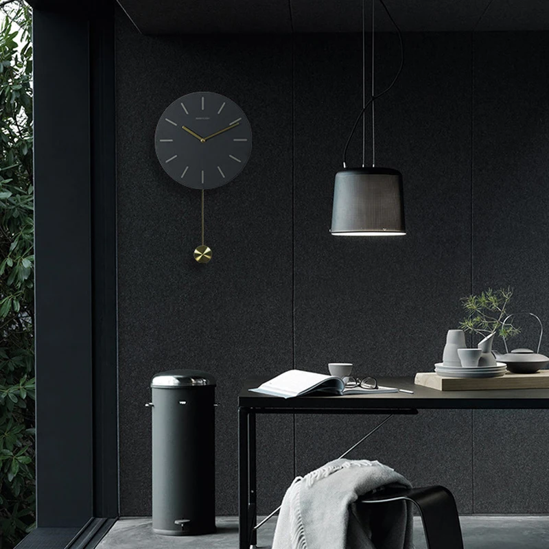 Роскошные Настенные часы в скандинавском стиле 3d черные металлические бесшумные