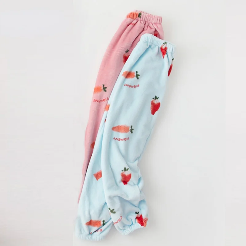 

2021 Womens Bottoms Spring, Autumn and Winter Pajama Pants Comfortable Flannel Carrot Printing Casual Home Pants Cute Bottoms