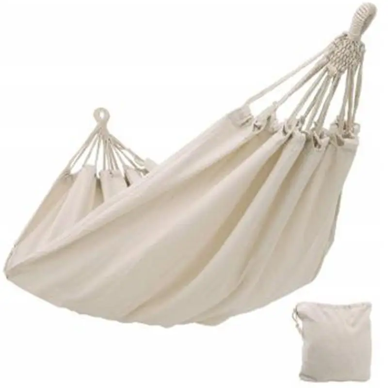 

Double Hammock Outdoor Rollover Prevention Camping Canvas Hanging Swing Bed for Patio Travel Hiking 200x150cm