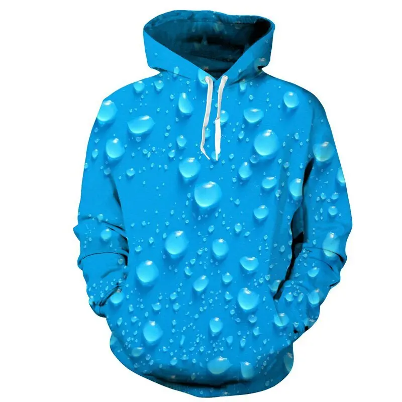 

Water Droplets 3D Printing Harajuku Boy Hooded Girl Fashion Casual Street Wear Long-sleeved Pullover Sweatshirt Top