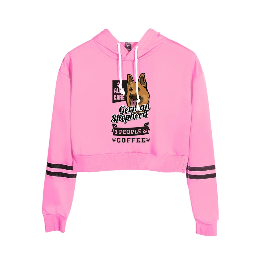 

New german shepherd Navel hoodie Fashion Women Spring Autumn Pullovers Popular german shepherd High waist Sweatshirt casual tops