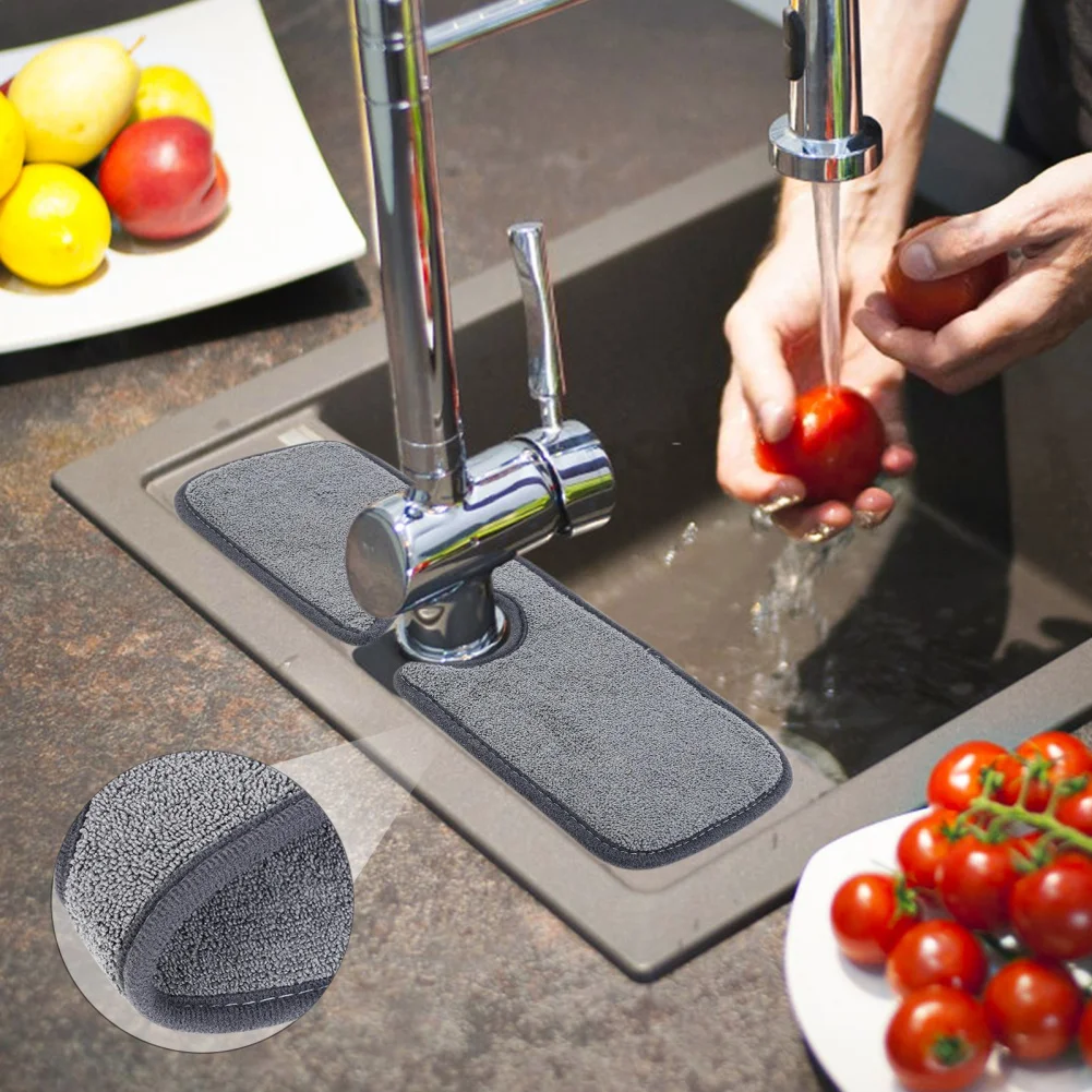

2pcs Kitchen Faucet Absorbent Mat Sink Splash Guard Microfiber Faucet Splash Catcher Countertop Protector for Kitchen Bathroom