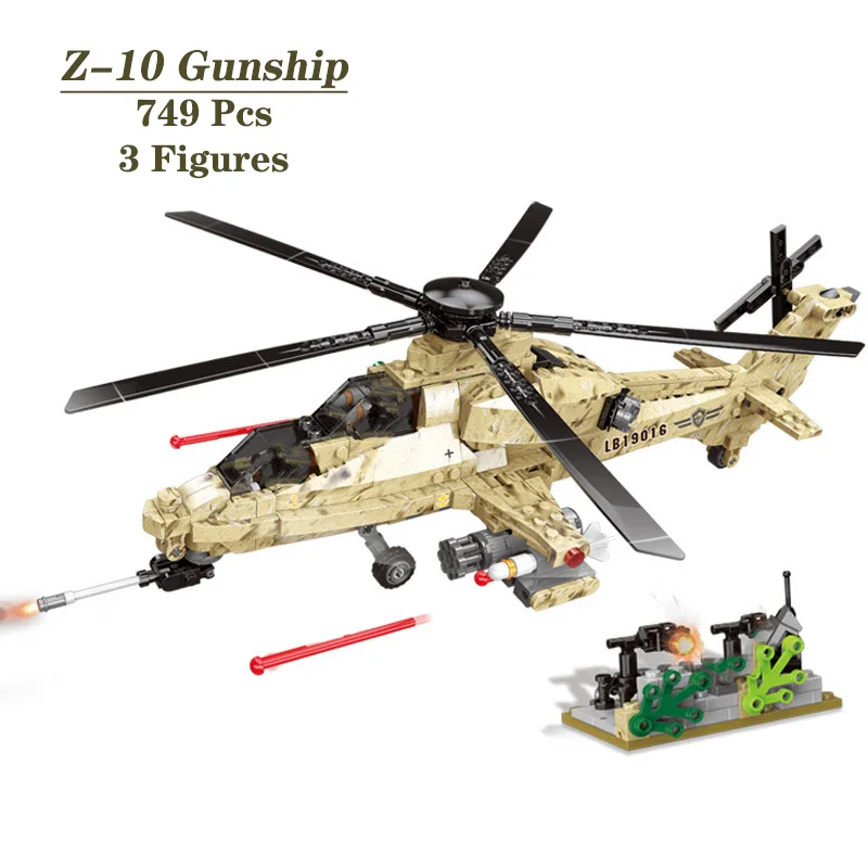 

06025 Military Series MOC Bricks Toys Arms WW2 Type WZ 10 Gunship Fighter Model Building Blocks With Figures Kids Gift