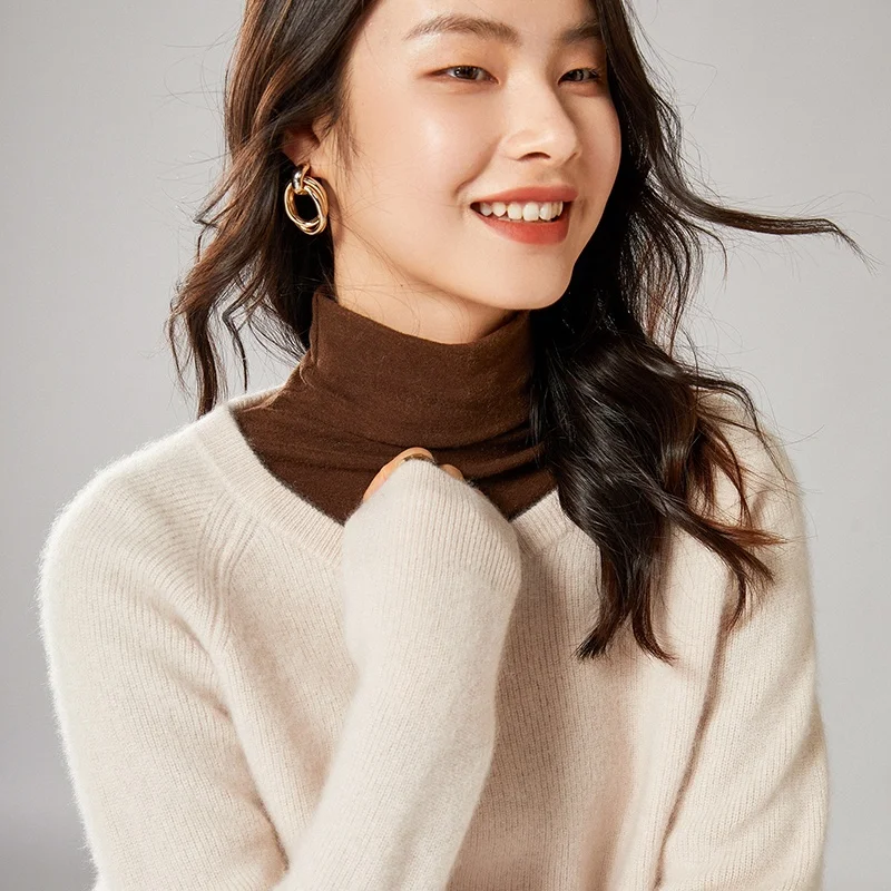 

Женские свитера с круглым вырезом и длинным рукавом, вязаные джемперы из 100% мериносовой шерсти, женские пуловеры, зимняя мягкая и теплая три...