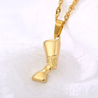 egyptian queen nefertiti necklace for women stainless steel gold color necklaces pendant vintage african jewelry gifts bff