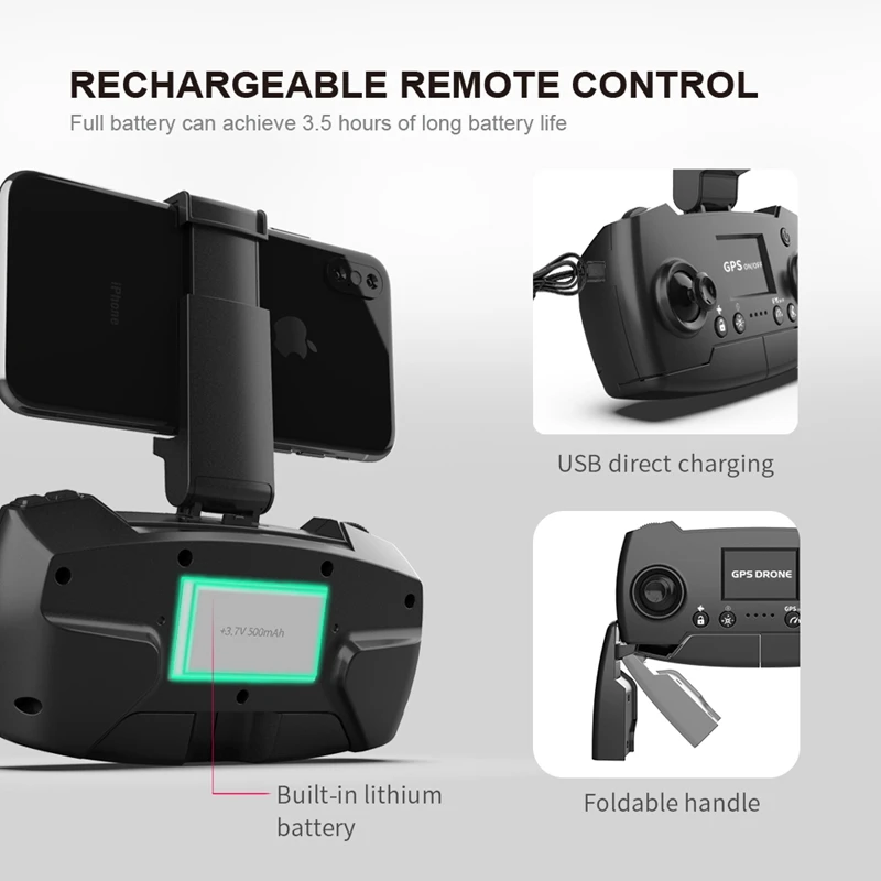 Управляемый Дрон с камерой Eachine F188 GPS Wi-Fi FPV 1080P без щеток время полета 26 минут