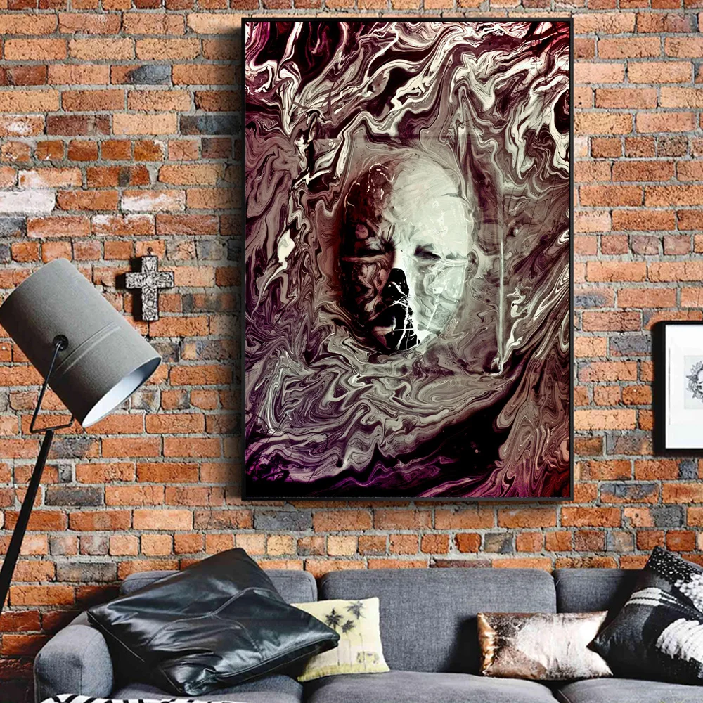 Абстрактная картина маслом на лице с текущей водой постеры и принты холсте