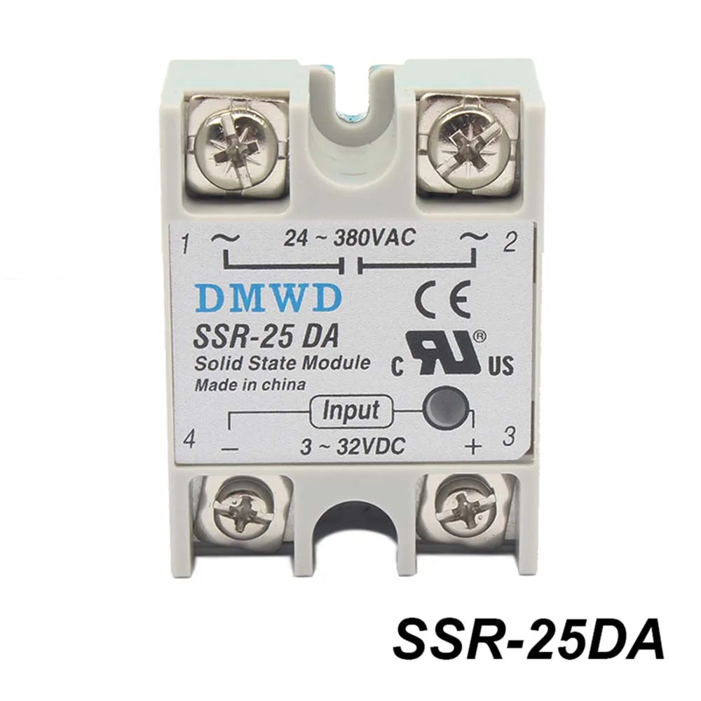 Твердотельные реле SSR-10DA SSR-25DA SSR-40DA 10A 25A 40A на самом деле 3-32 В постоянного тока в переменный 24-380V AC SSR 10DA 25DA 40DA DMWD - Габаритные размеры: SSR 25DA