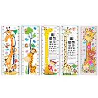 cartoon animals giraffe monkey height measure wall sticker for kids rooms growth chart nursery room decor wall art