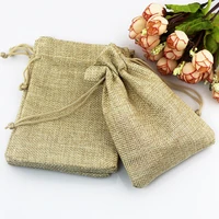 hot 50 pcslot 79cm khaki color natural burlap linen jewelry travel storage pouch mini candy jute packing bags for gift bag