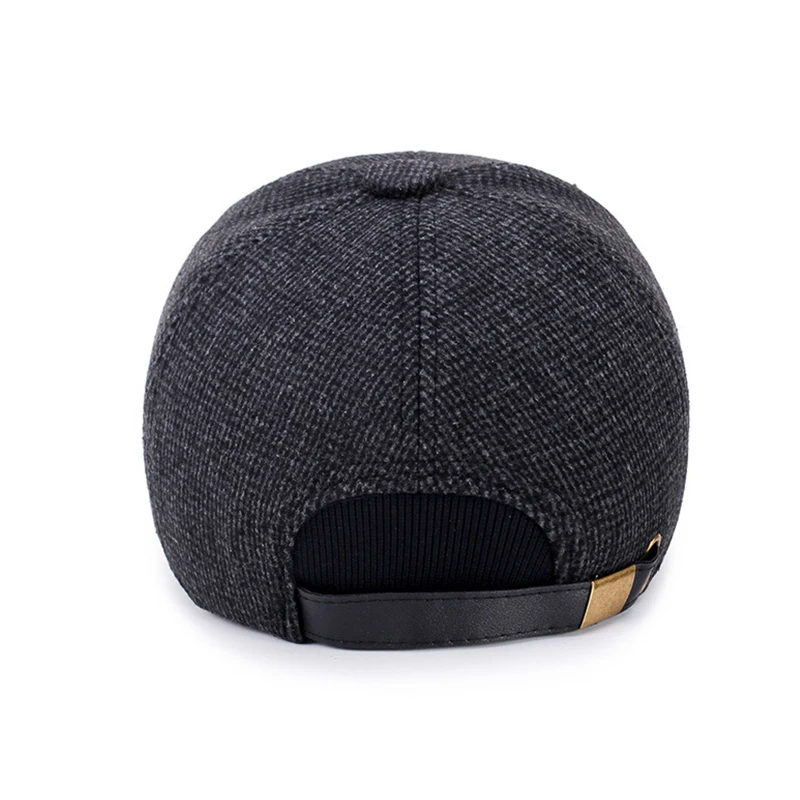 FS Fashion Dad Hat Black Gray Winter Baseball Cap Ear Flaps Women Men Thick Warm Earmuffs Snapback Caps Gorras Para Hombre | Аксессуары