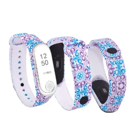 1 шт цветные цветы mi Band 4 ремешок сменный Браслет для Xiaomi mi band 3 4 Универсальный силиконовый ремешок на запястье mi 3 ремень - Цвет: 12