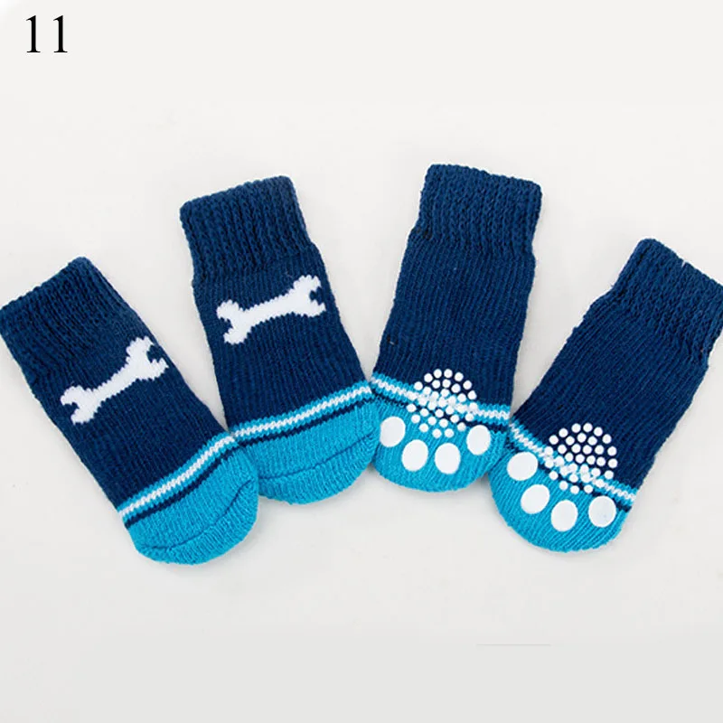 4pcs Warm Puppy Dog Socks Soft Pet Knits Cute Cartoon Anti Slip Shoes Small Medium Dogs Product | Дом и сад