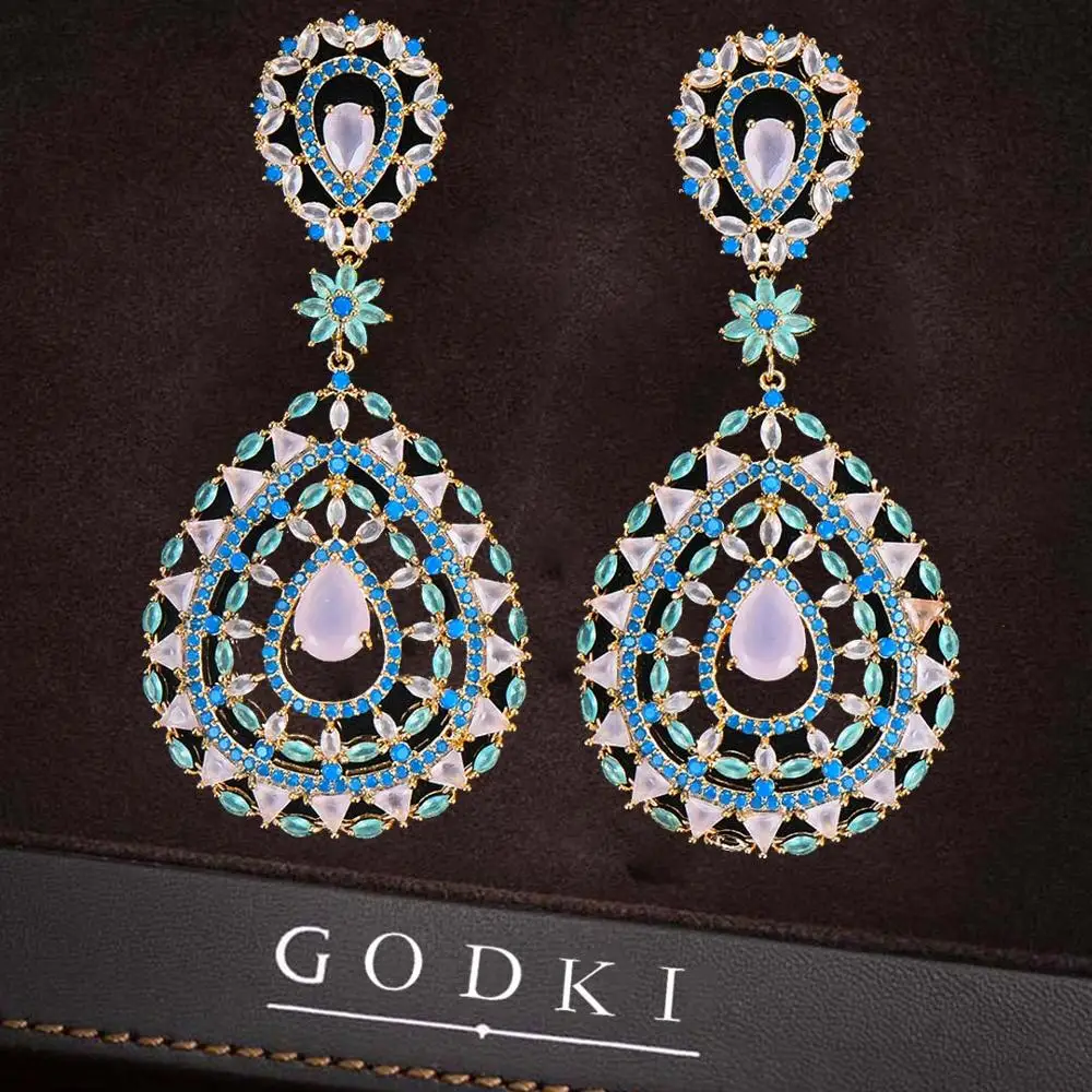 GODK 55 мм 2019 новые модные женские сережки ювелирные изделия AAA кубический цирконий