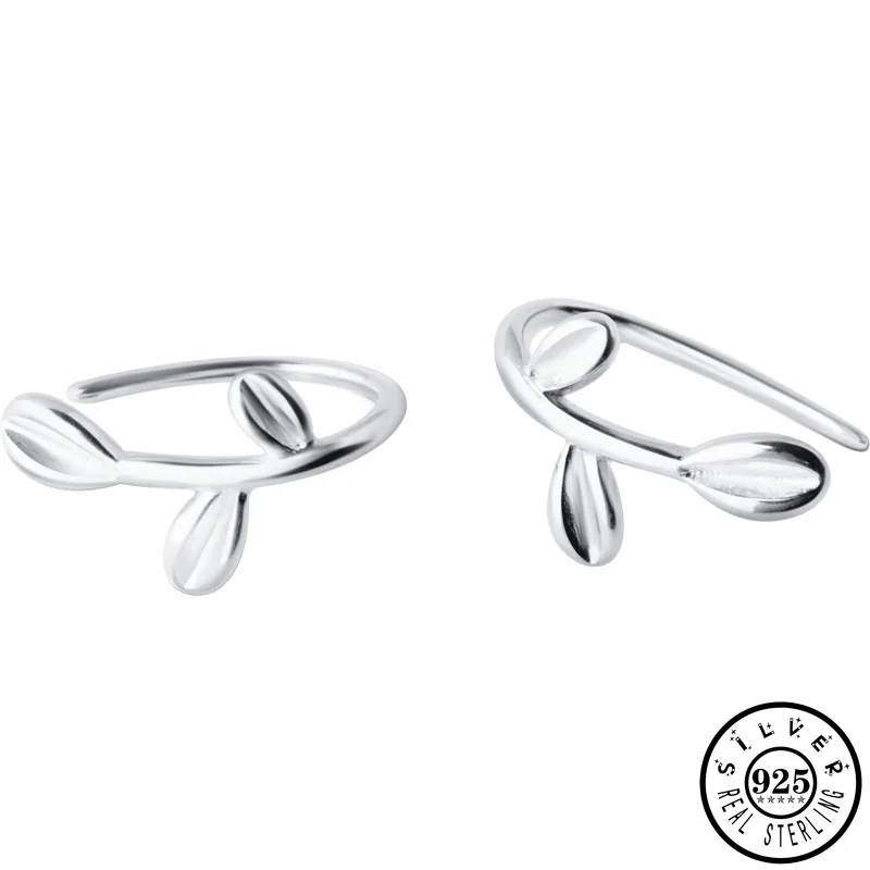 

100% Real 925 Sterling Silver Minimalist Small Leaf Shape Ear Studs Earrings for Women Trendy Korean Earings Fine Jewelry
