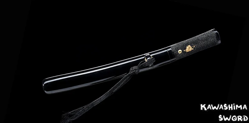 Японский нож tento Black Stingray1060 из высокоуглеродистой стали маленький с надписью
