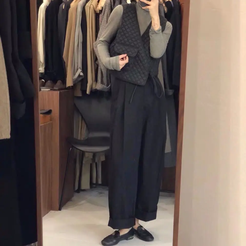 Женский жилет с кружевом в клетку универсальный Свободный Корейском стиле P3 2021