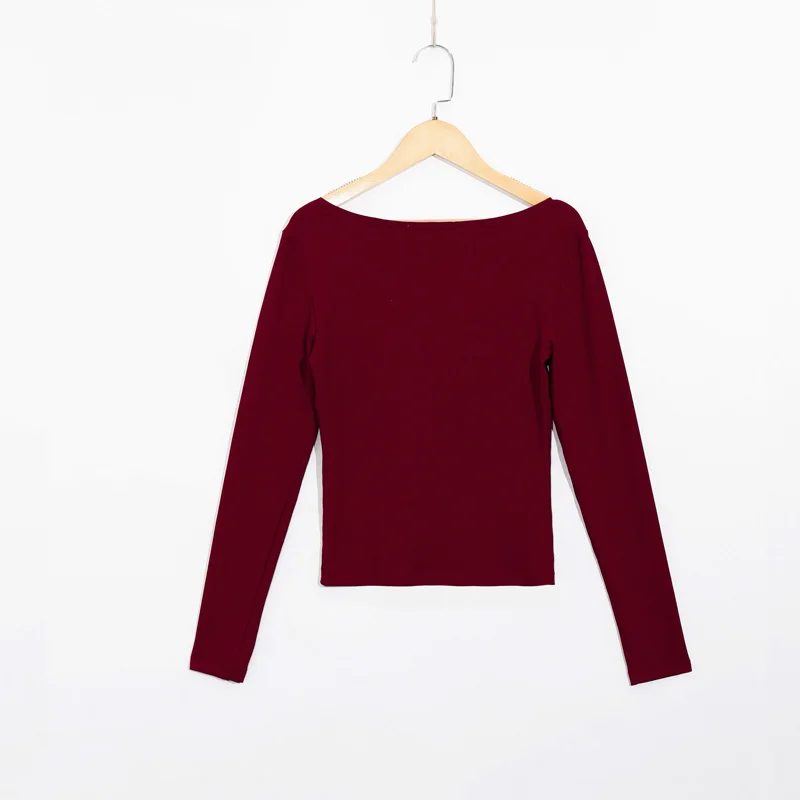 

Spring and summer women's sweater casual solid color V-neck long-sleeved button decoration thin sweater