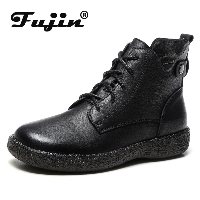 Fujin/женские ботинки из мягкой натуральной кожи высокого качества Сезон