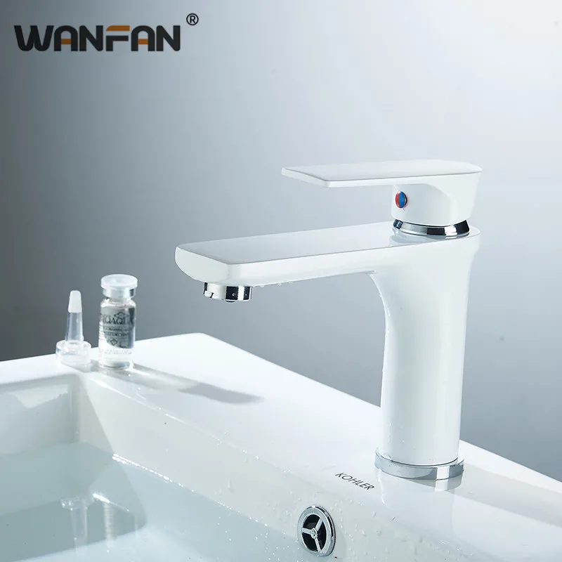 Современный белый Ванная комната бассейна смеситель хромированный Одной ручкой