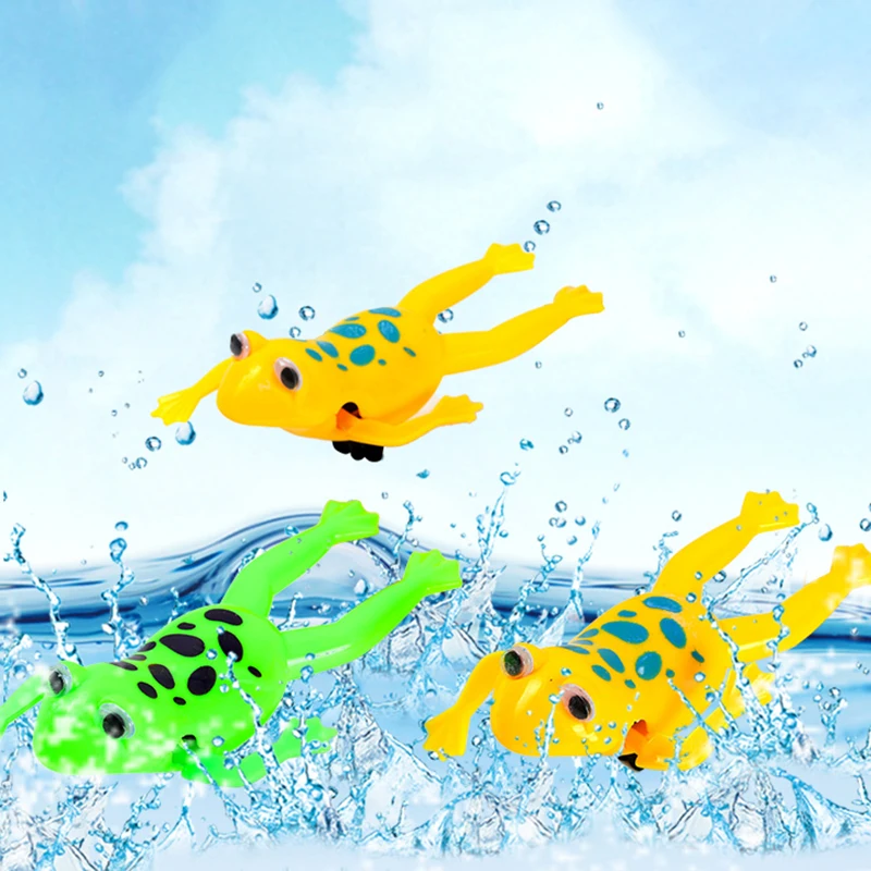 1pcs random frog Детские игрушки для купания, черепаха, дельфин, крокодил, плавающая вода, заводная цепь, Детские Классические игрушки - Цвет: 1pcs random frog