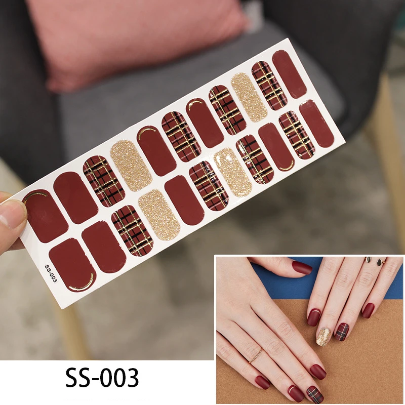 22 наклеек/лист Nail Art полное покрытие самоклеющиеся Стикеры для ногтей Фольга