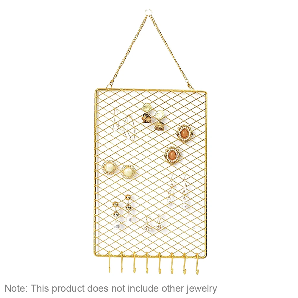 

Multi Grids Holder Hanging Necklaces Bracelet Jewelry Organizer Simple Wall Mounted Home With Hooks Decorative Display Earring