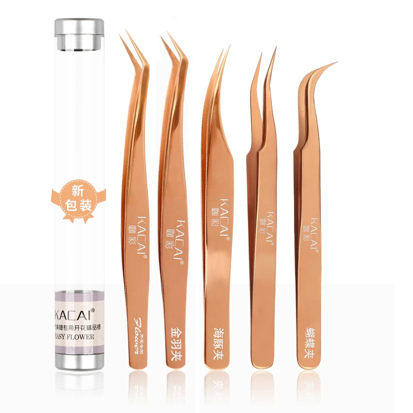 KACAI stainless steel Mink eyelash extension tweezers professional Volume Eye Lashes Tweezers make up tool eyebrow tweezer