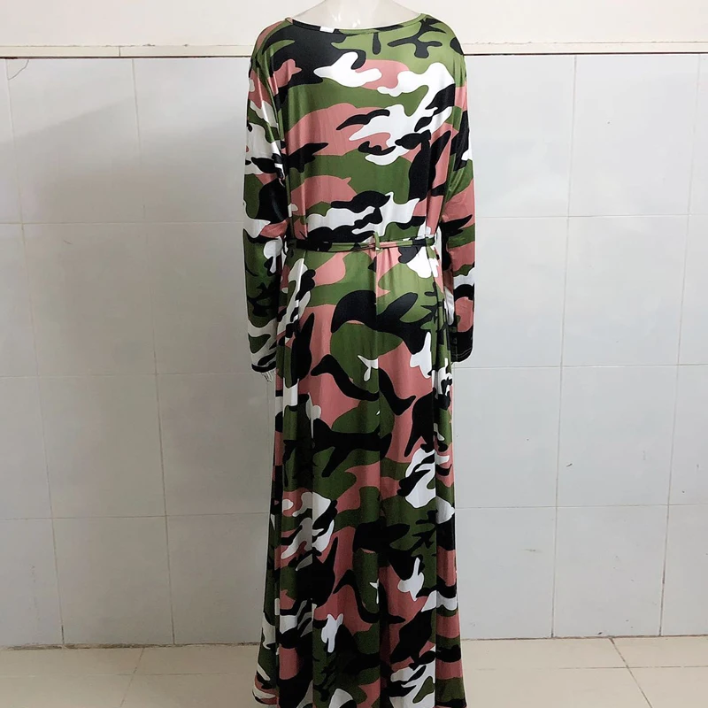 Модные камуфляжные повседневные платья размера плюс для женщин 4XL 5XL 6XL Boho Макси с