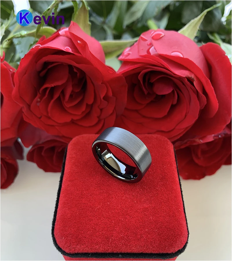 Обручальное кольцо 8 мм для мужчин и женщин вольфрамовое удобное прилегающее