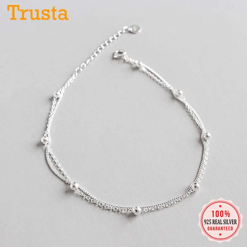 Браслет женский из серебра 925 пробы с двухслойными бусинами|Анклеты| |