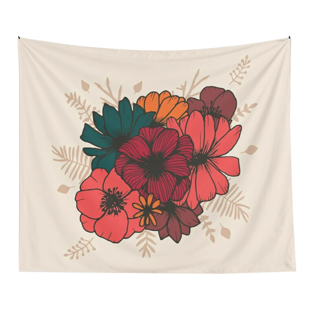 

Boho Floral Wall Tapestry Hanging Flower Retro Wall Decor Tapestries Drom Room Decor Beige Tapestry Aesthetic Room Decor