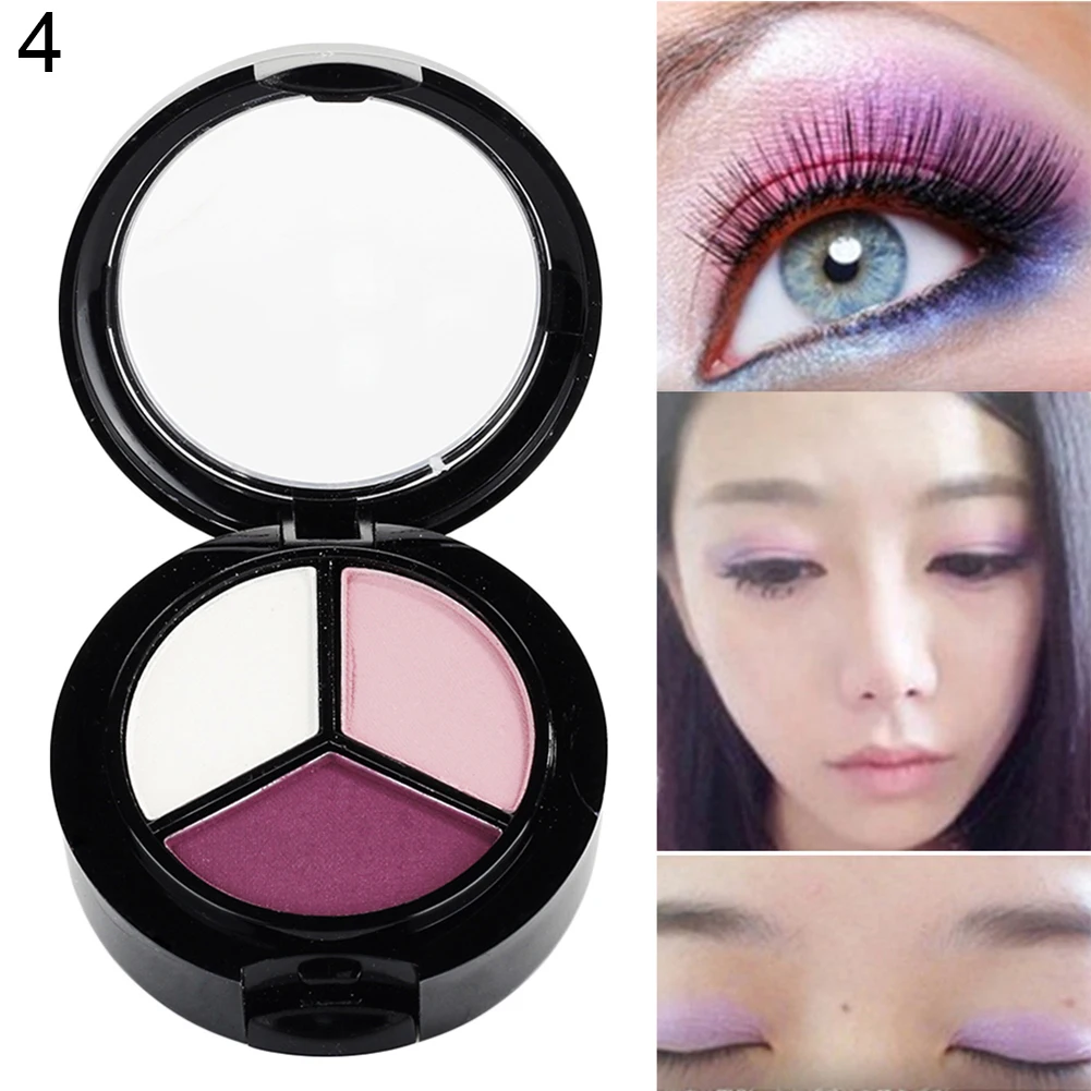 3 Colors Eyeshadow Natural Smoky Cosmetic Eye Shadow Palette Set Beauty Make Up with Mirror and Brush |