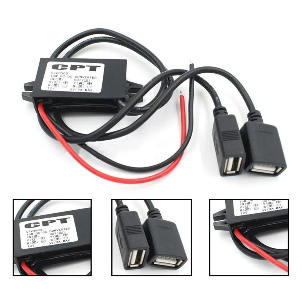 

Step-Down USB Power Converter 12V To 5V 15W 3A Car Connector For Phone