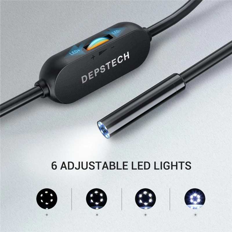 Камера-Эндоскоп DEPSTECH 86X 8 5 мм гибкая водонепроницаемая IP67 6 Регулируемых