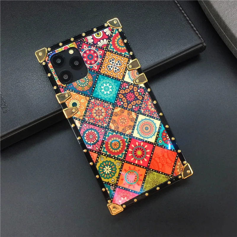 Color 2 Элитный бренд плед Винтаж телефона квадратный чехол для samsung Galaxy S9 S10 J4 J6 плюс S8 Note 9 10 8 A30 A50 A70 M20 M30 A7 - Цвет: Color 2