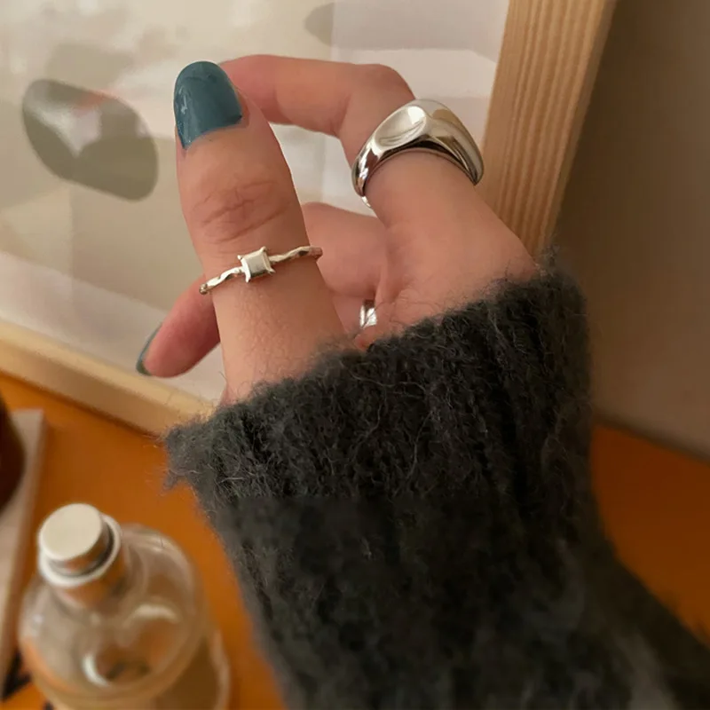 

Кольцо нишевое из серебра 925 пробы для женщин, небольшое квадратное модное открытое Ювелирное Украшение на заказ