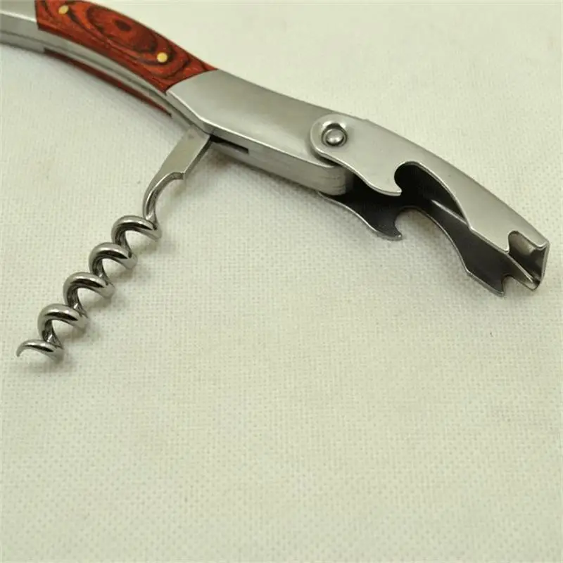 

Wine Opener Laguiole style Stainless steel Corkscrew Waiters Bottle Can Openers Red Wood Christmas Kitchen Accessories Tools
