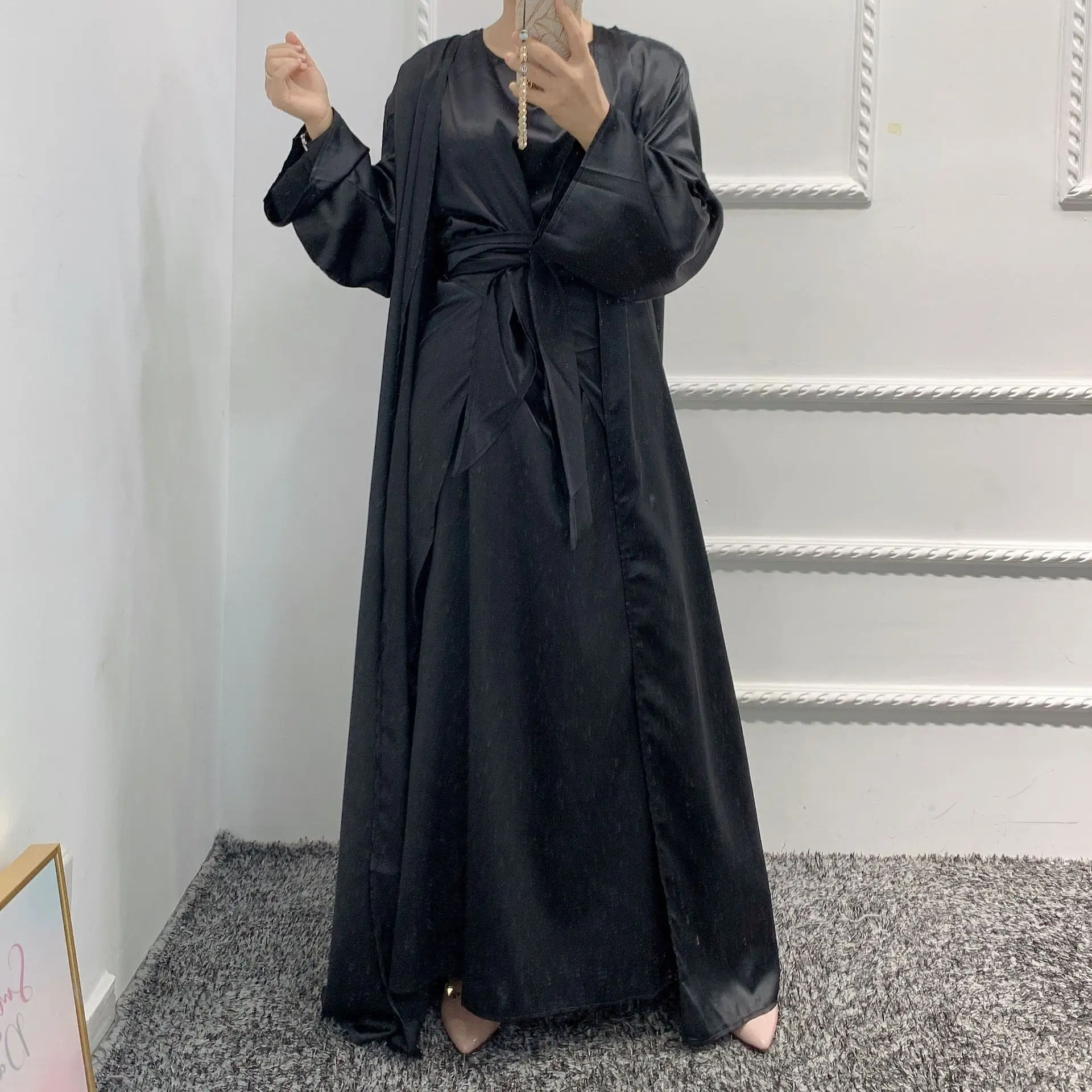 Wepbel комплект из 3 предметов Abaya outfita, Исламская одежда, Турция, женское однотонное платье Рамадан Вечерние вечернее платье, халат, кардиган