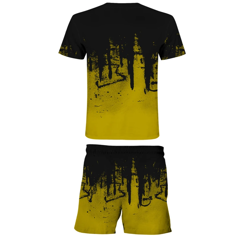

3D inkjet printing sports men's T-shirt suit 2021 fashion new men's and women's thin sportswear suit two-piece suit