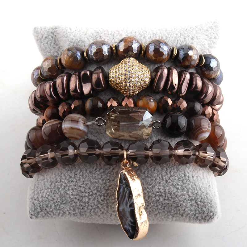 MOODPC модные ювелирные изделия красивый набор браслетов с кристаллами натуральный