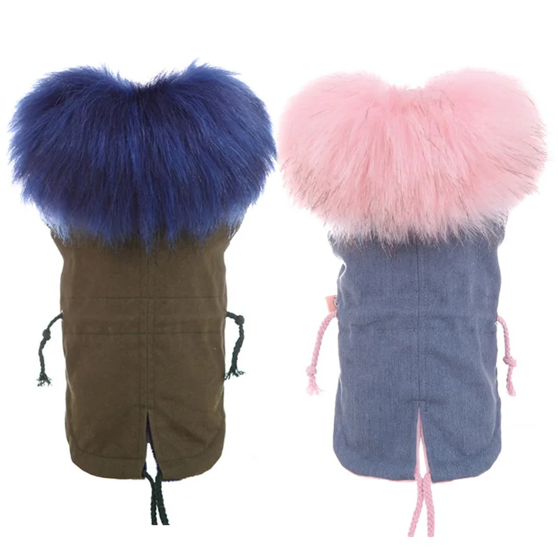 Роскошное пальто с меховым воротником для собак толстая флисовая одежда щенков