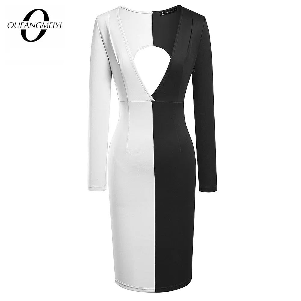 Модное сексуальное облегающее платье с глубоким V-образным вырезом сзади