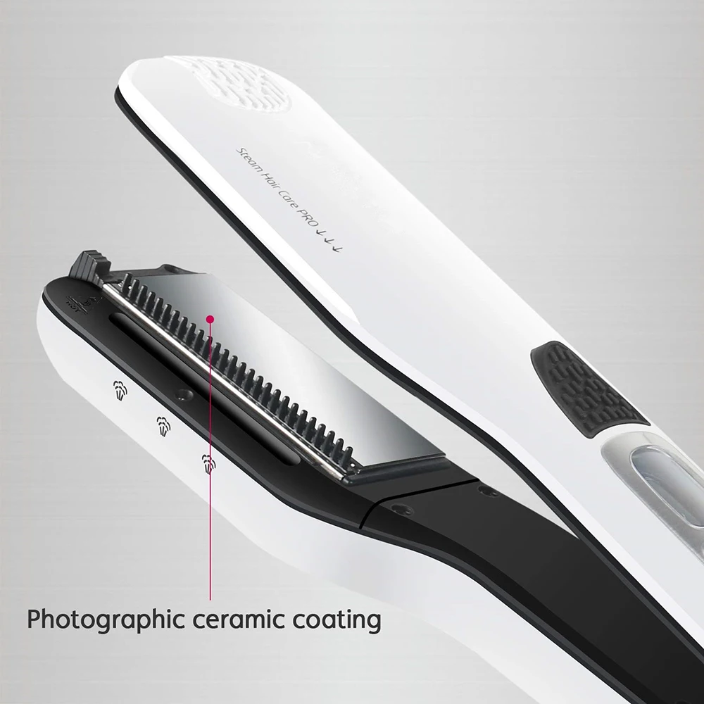 Steampod Hair Straightener Professional Steam Flat Iron Straightening Brush Titanium Ceramic Comb Curler | Красота и здоровье