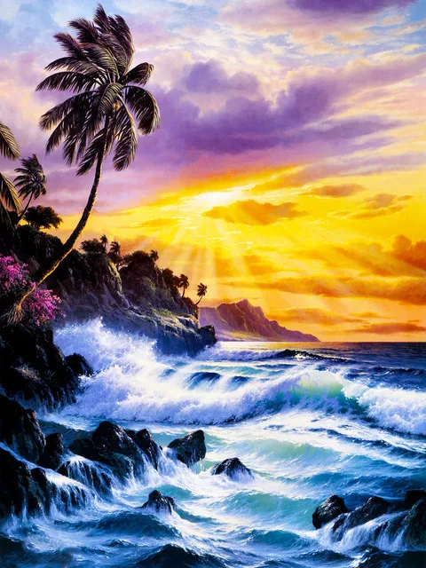 

Diamond Painting Cartoon Scenery Sea Landscape 5d Diy Mosaic Full Square Drill Diamant Of Rhinestone Daimond Embroidery Picture