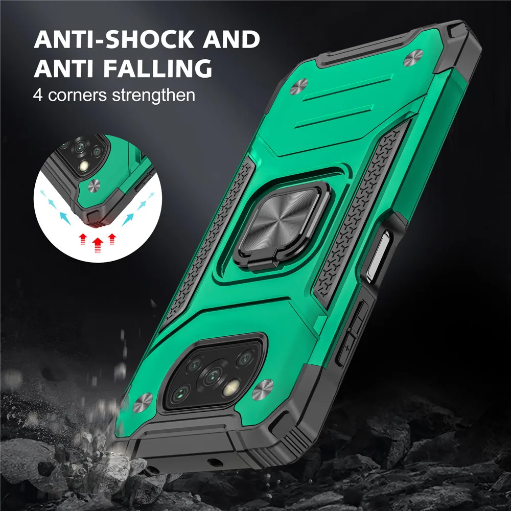 

The Car Households Are Two -port USB2.4A Travel Ca Poco X3 Pro NFC Case Shockproof Armor Ring Cover For Xiaomi Pocophone Pocox3