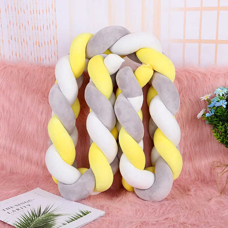 gray yellow white 1,5 м плетеная плюшевая Колыбель для детской комнаты, декор для детской комнаты, ручная вязка, завязывающаяся кроватка, бампер для детской кровати, подарок для новорожденного - Цвет: gray yellow white