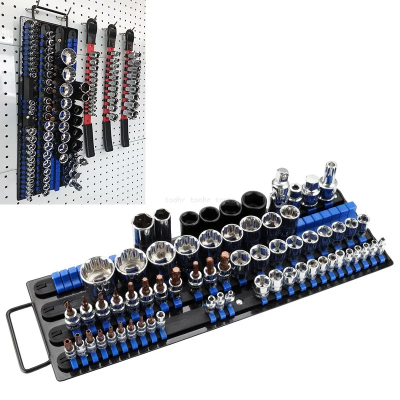 

Industrial Socket Wrench Storage Rack iron Rail Rack Holder drive tool Organizer Sliding 1/4" 3/8" 1/2" Finishing Tool holder