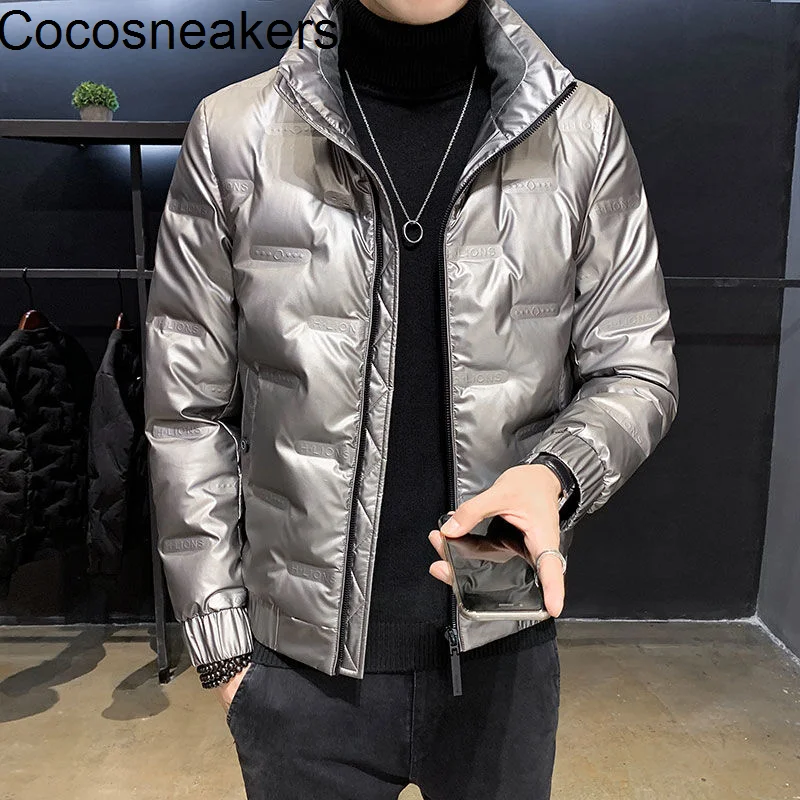 

style winter short down jacket men's warm jacket white duck down
