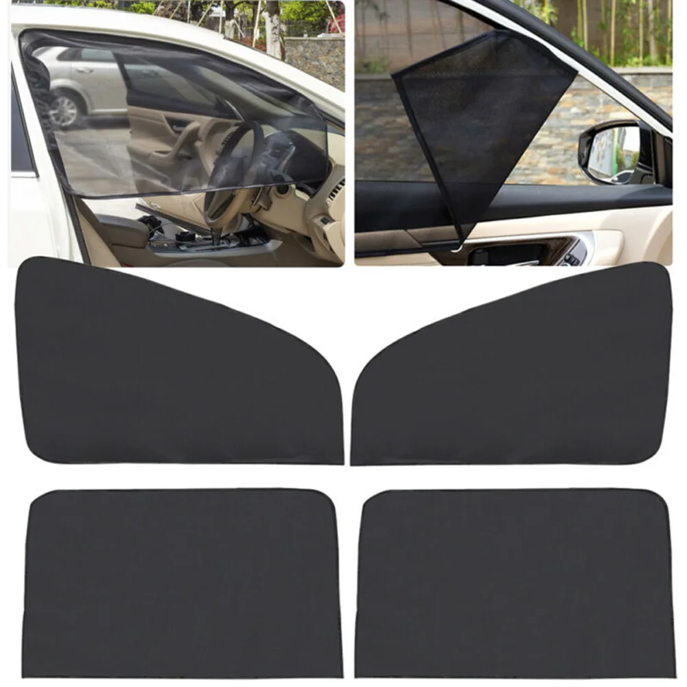 

Black Sunshade Curtain Front+Rear Mesh Shield Side Window UV Protection
